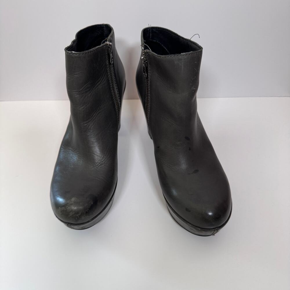 Kork - Ease Womens Platform Ankle Boots Size 9.5 Leather Neutral Charcoal Gray